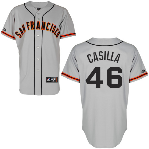 Santiago Casilla #46 mlb Jersey-San Francisco Giants Women's Authentic Road 1 Gray Cool Base Baseball Jersey